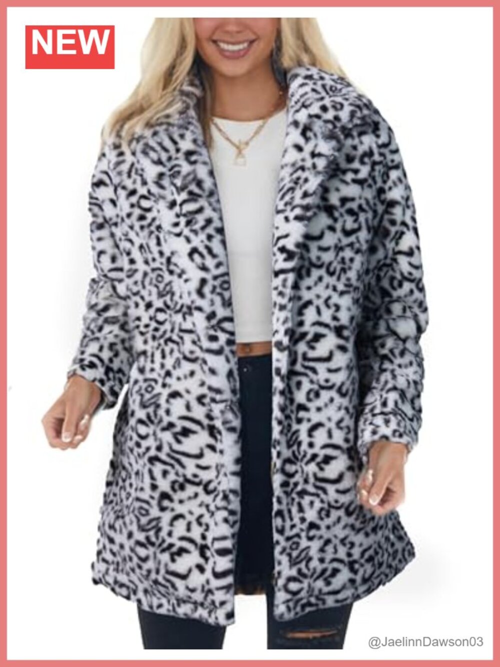 Faux Fur Leopard Print Coat Loose Warm Winter Outerwear